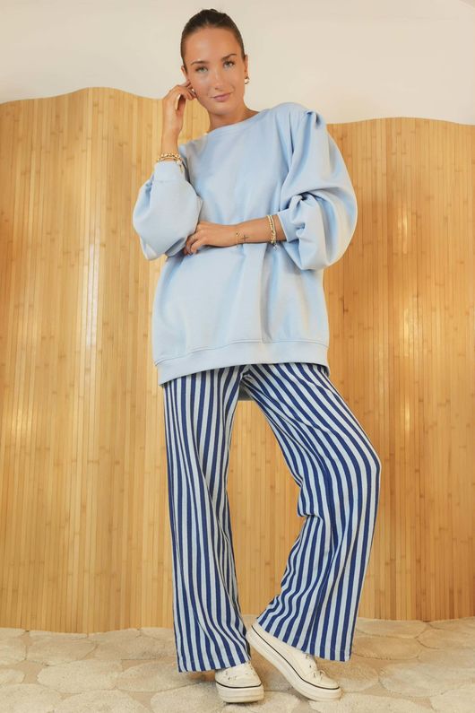 Shoreditch Stripe Lounge Flare Trouser Iceberg & Navy /5=